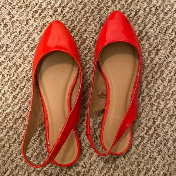 Old Navy Shoes - Red flats shiny sling backs